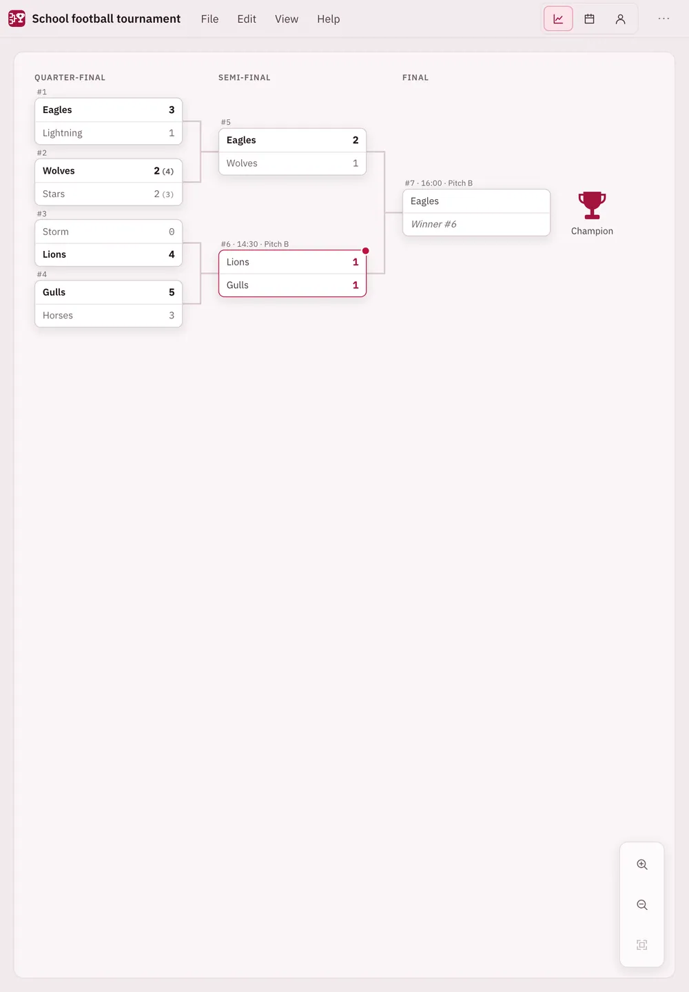 Turnira screenshot: workspace with sample content