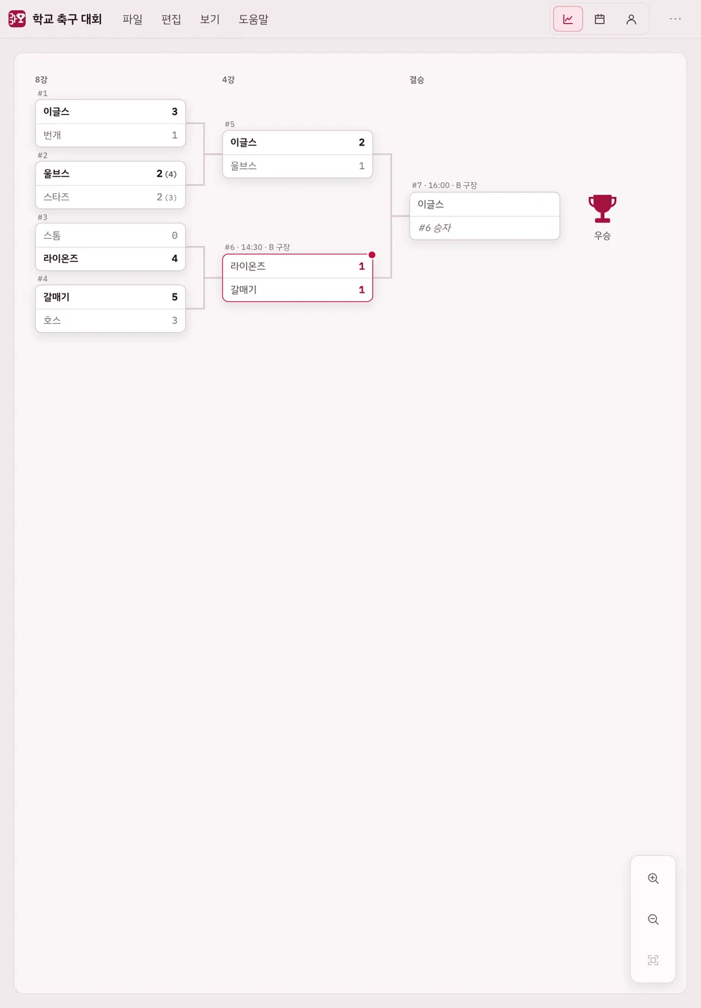 Turnira 스크린샷: 샘플 콘텐츠가 있는 작업 화면