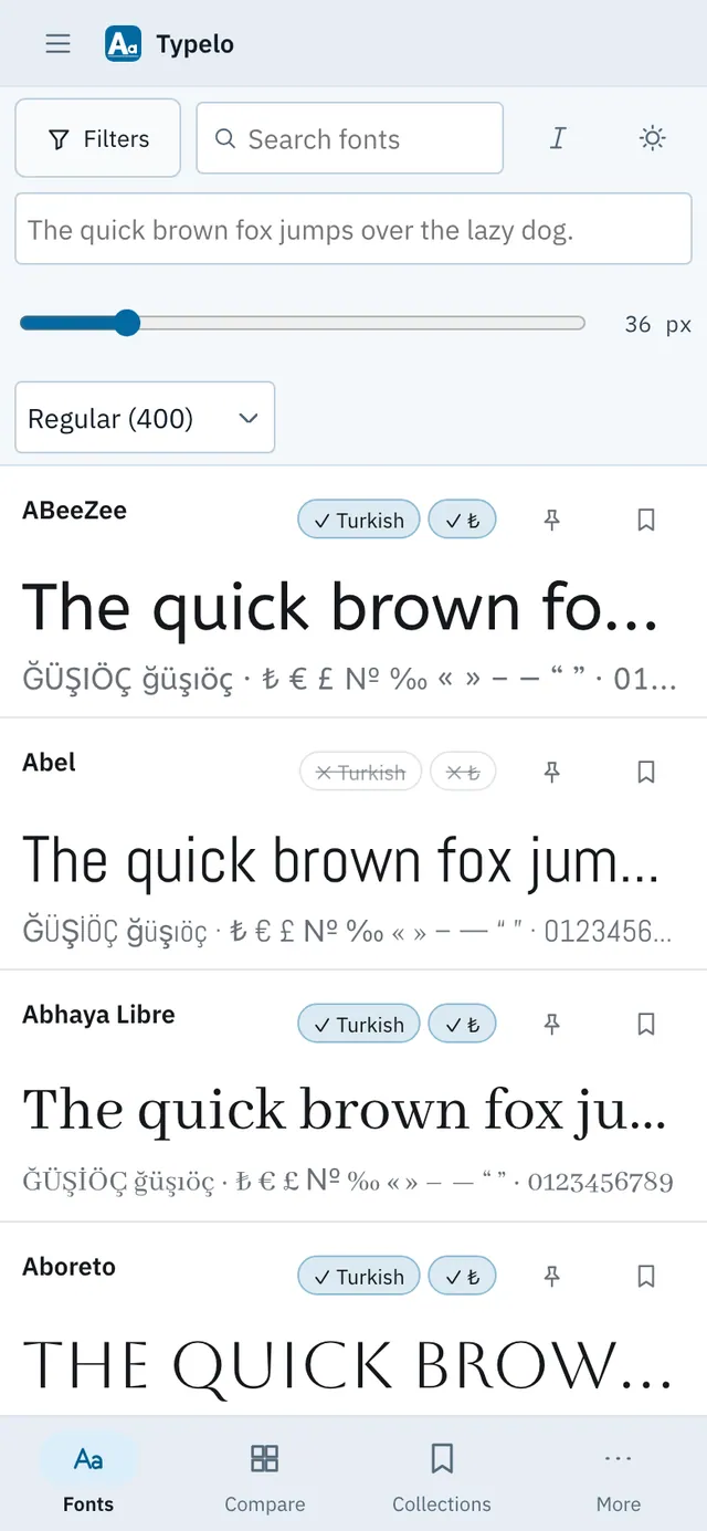 Typelo screenshot: workspace with sample content