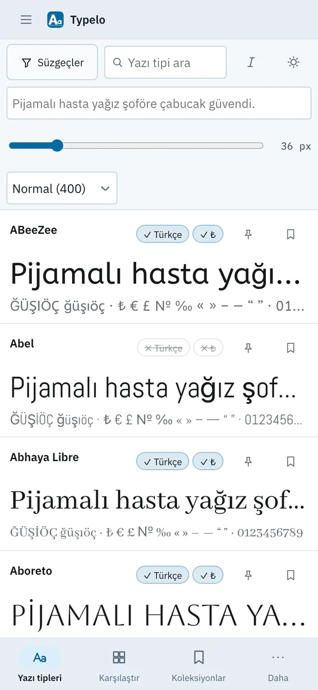Typelo ekran görüntüsü: örnek içerikle çalışma alanı